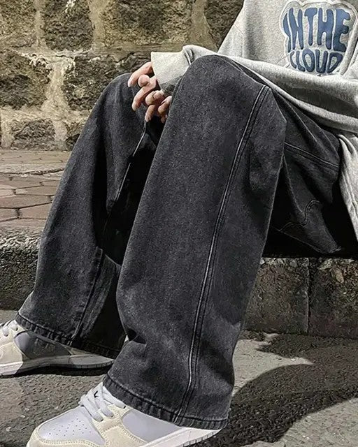 baggy mens dark GREY jeans//baggy lose fit man jeans