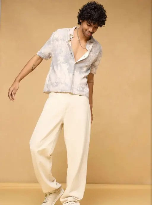 BAGGY MENS WEAR CREAM WIDELEG DENIM JEANS